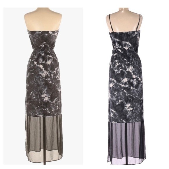Express black and white tie dye with sheer hemline maxi dress size XS - Picture 2 of 8